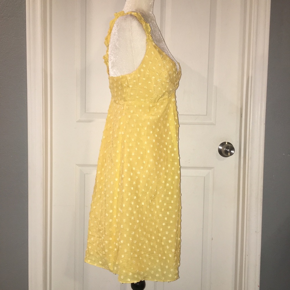 Nine West Yellow Polka Dot Dress Skater Flare Silk - Picture 4 of 5
